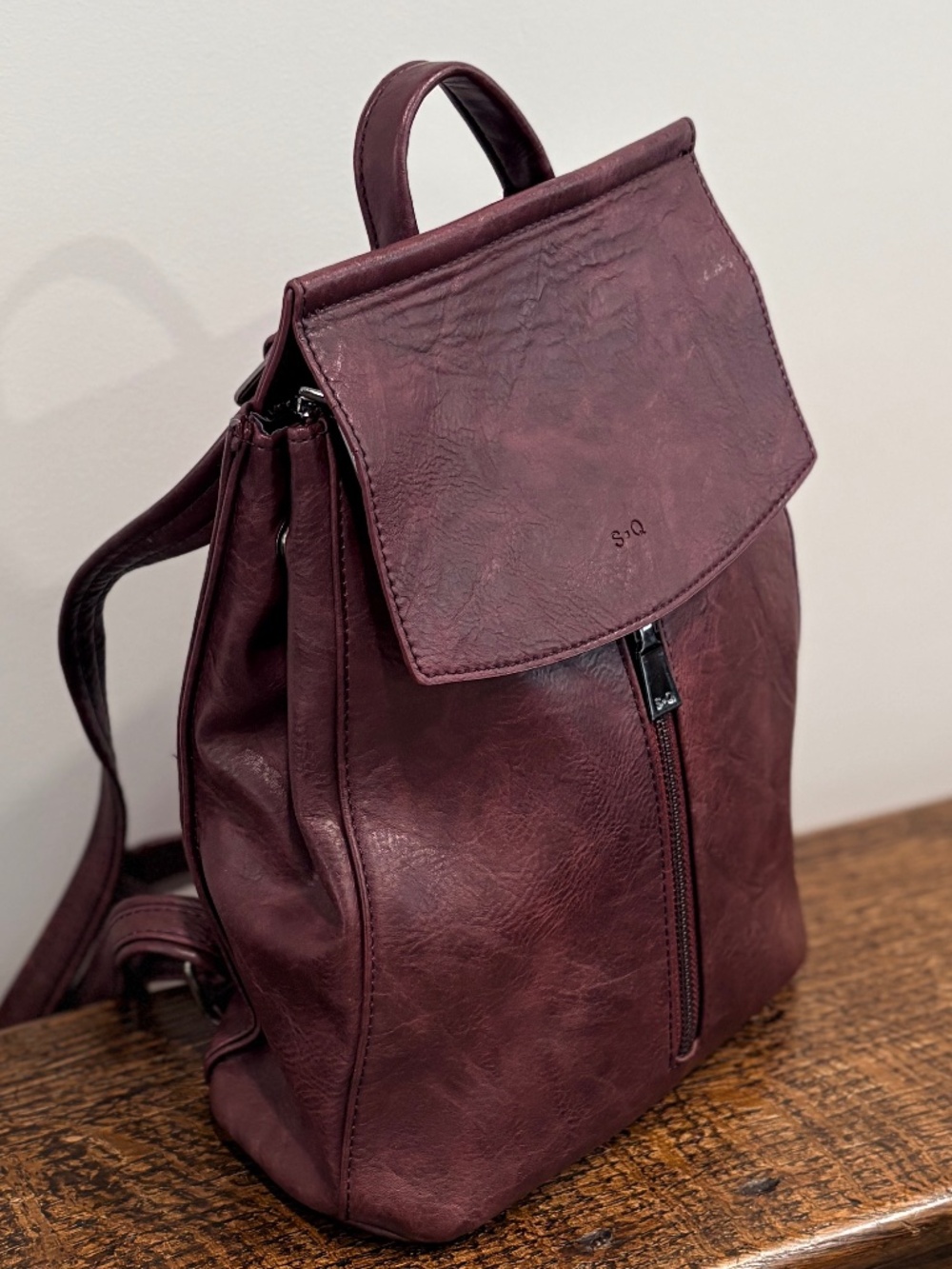 S-Q Chloe Convertible Backpack Plum Purple Vegan Leather 3-in-1 Daily Travel Day